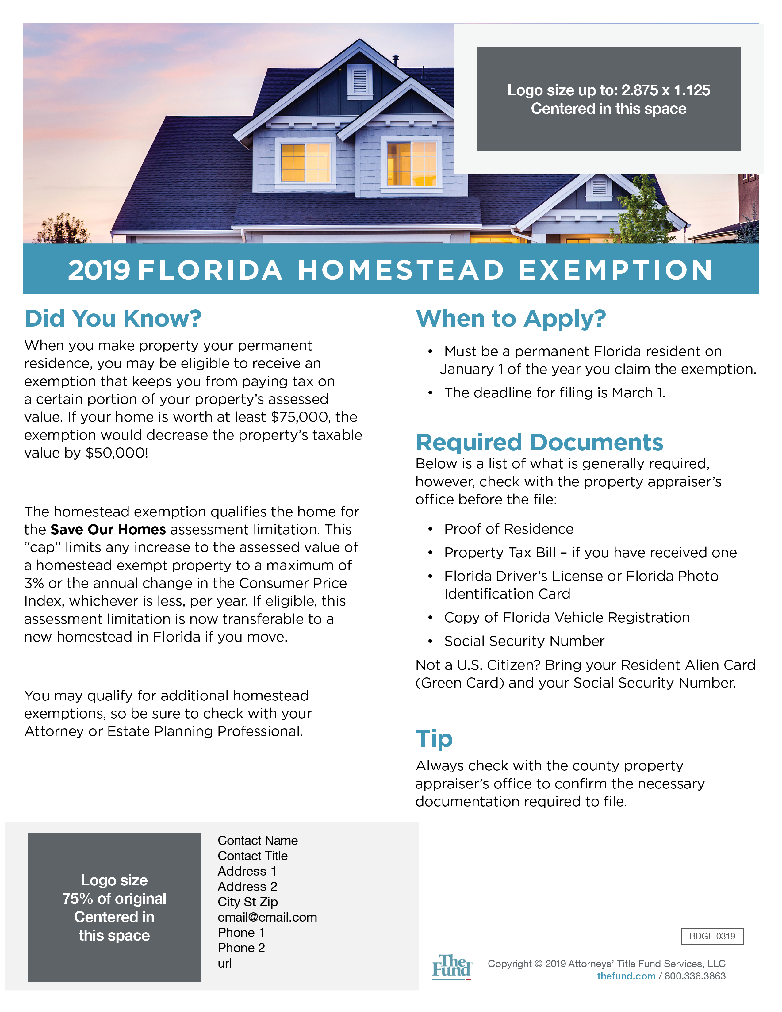 The Fund 2019 Florida Homestead Exemption