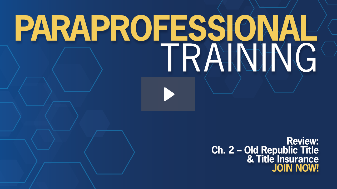 Review: Ch. 2 – Old Republic & Title Insurance