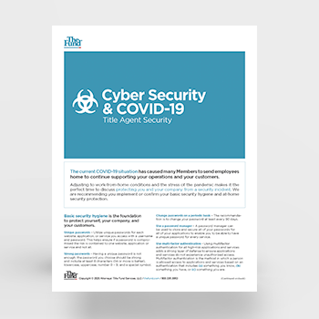 COVID-19 Title Agent Cybersecurity Tips (Download)