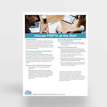 Discuss FIRPTA at the Start – Realtor (Download)